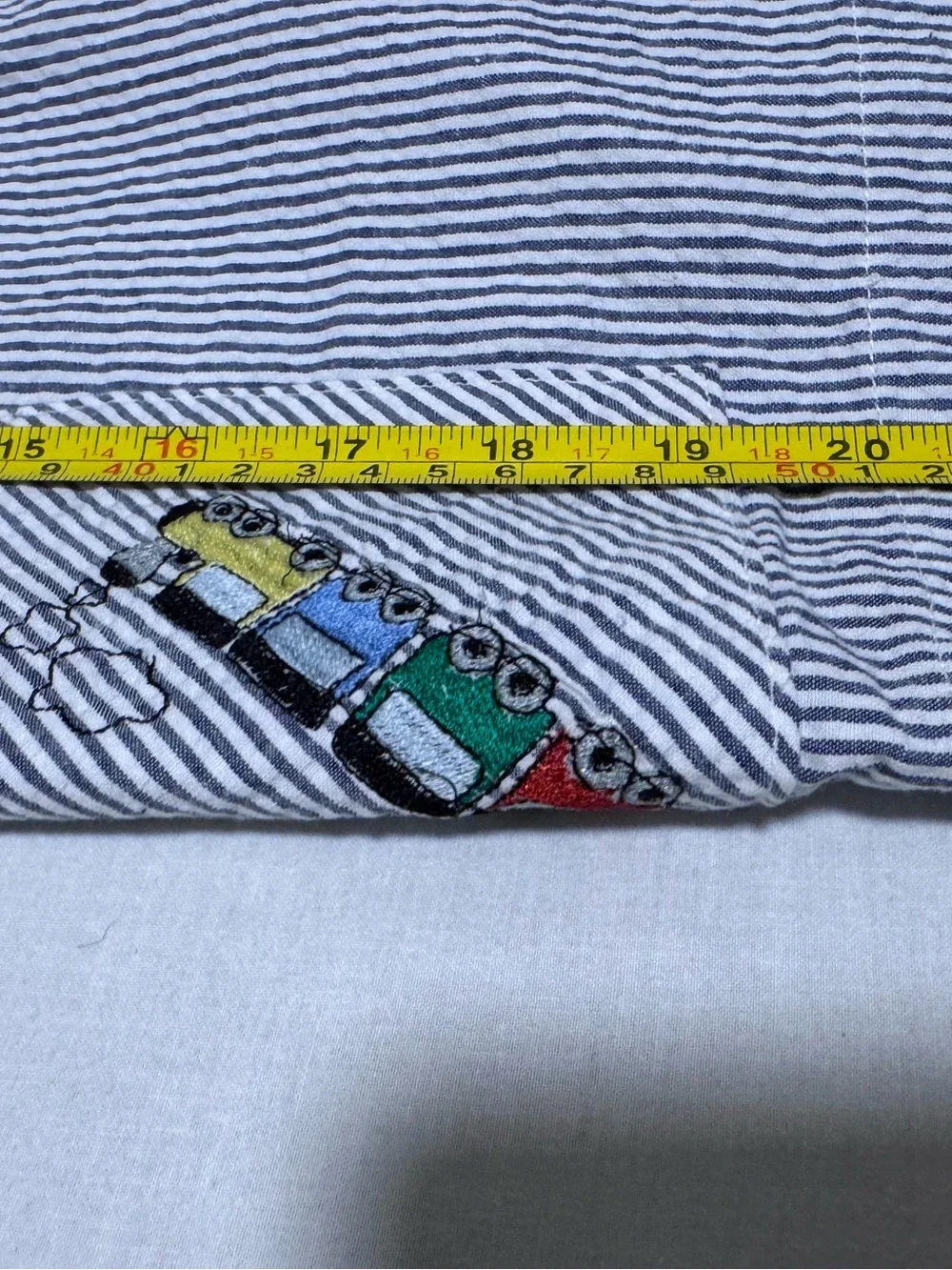 Striped Blue & White Kids Romper Vintage Overall Kids Size 3T / 4  1980s train